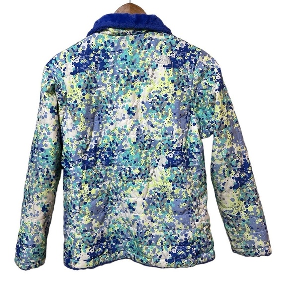 EUC - The North Face Mossbud Electric Blue Reversible Floral Jacket - size 18 - Picture 5 of 6
